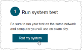 Run system test screen shot with button